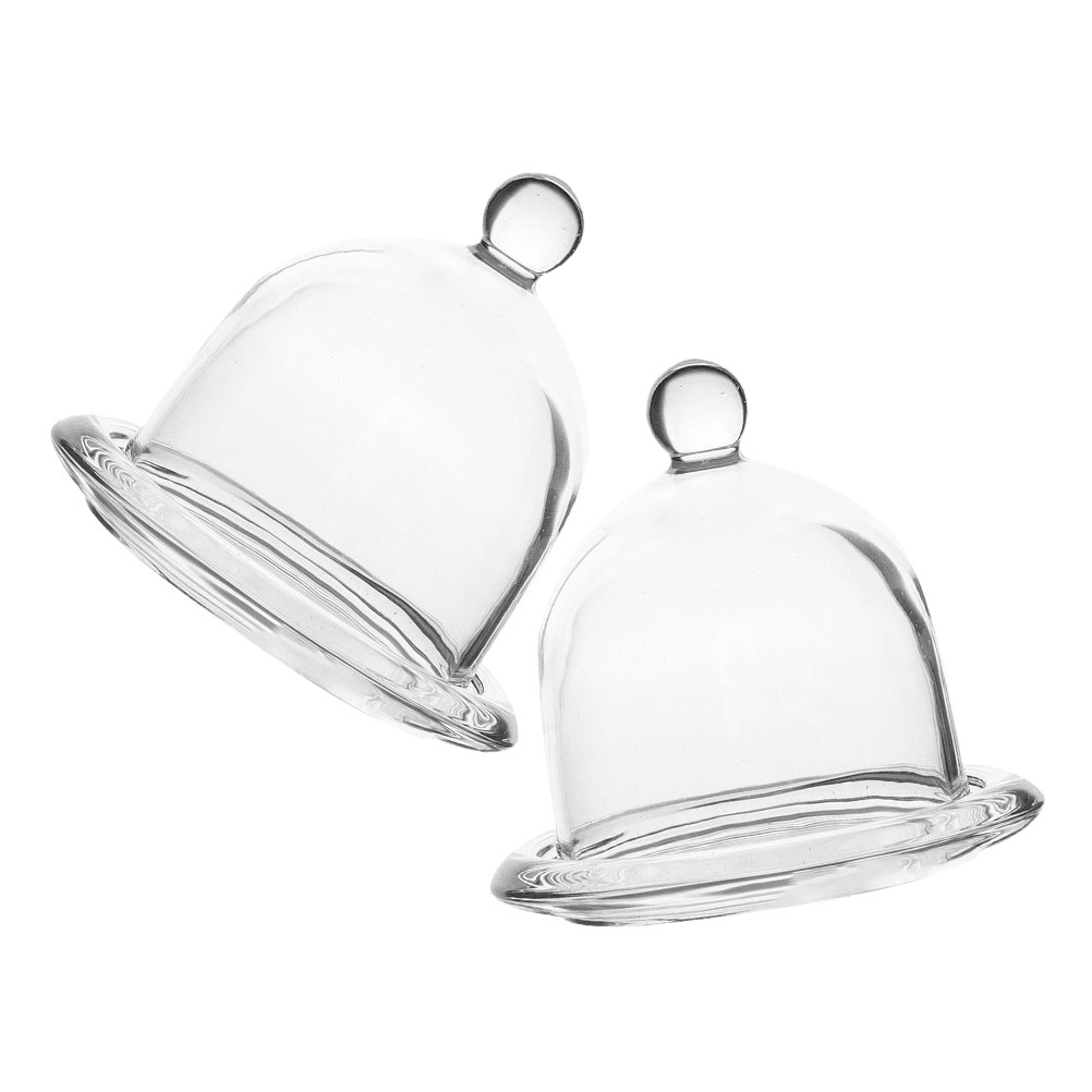 2Pcs Glass Mini Glass Cake Sta - Plastic Dome Clear recension och pris
