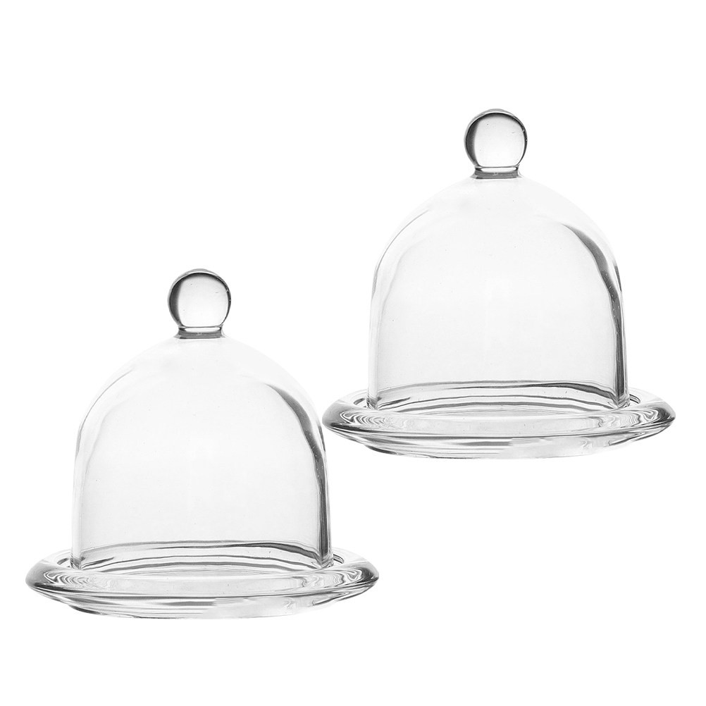 2Pcs Glass Mini Glass Cake Sta - Plastic Dome Clear recension och pris